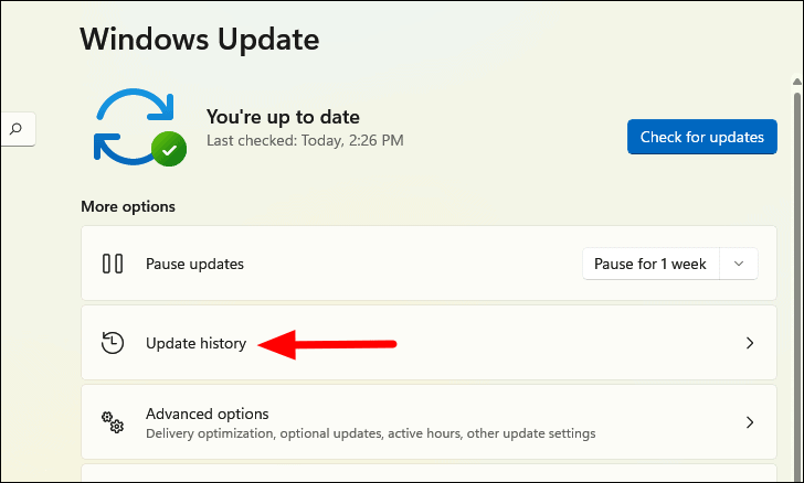 Update history option