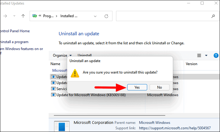 Uninstall confirmation