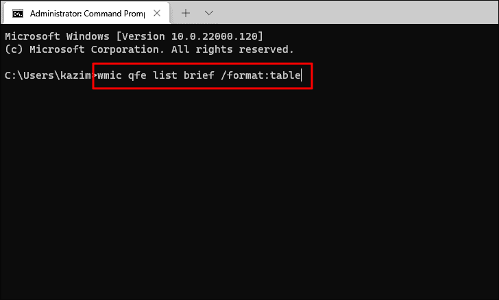 Command to list updates