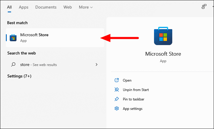 Opening Microsoft Store