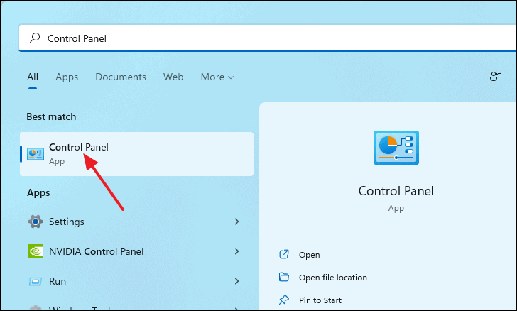 Opening Control Panel