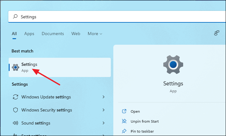 Opening Settings app