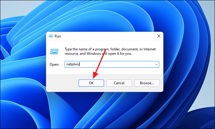 Run netplwiz command