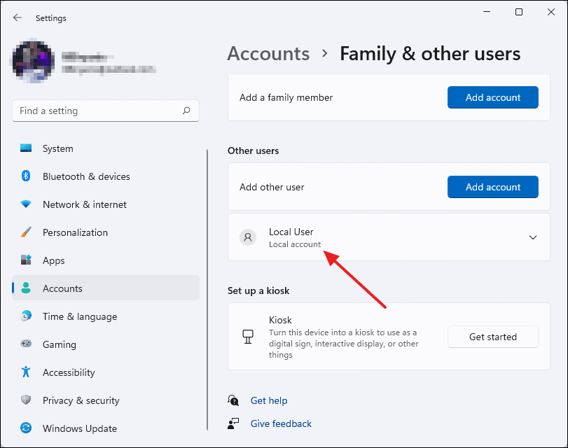 New local account added