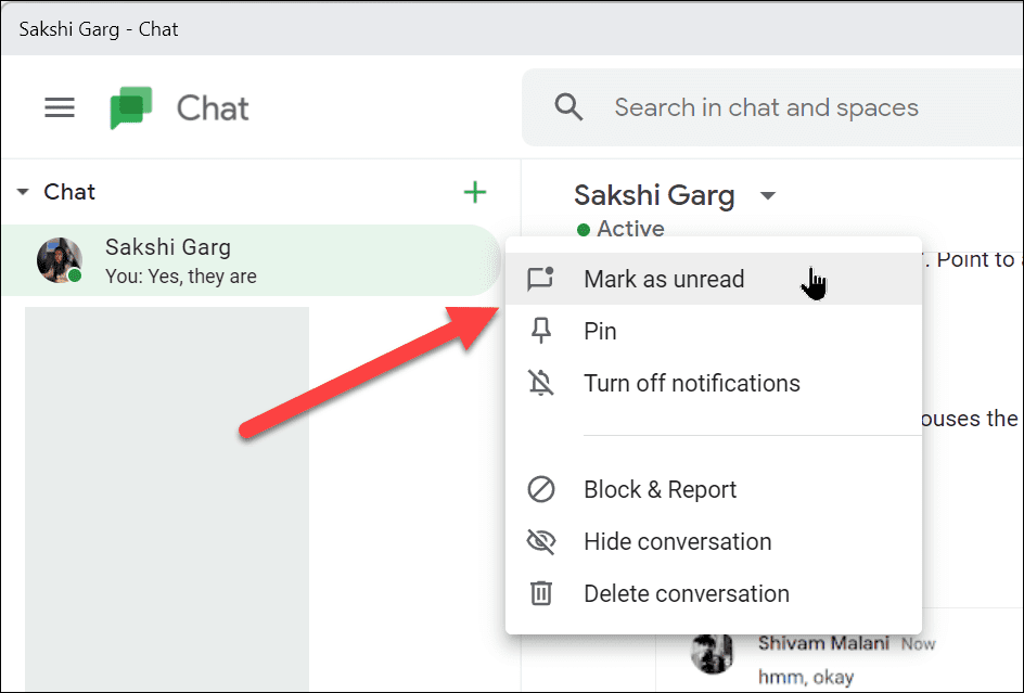Marking a conversation as unread