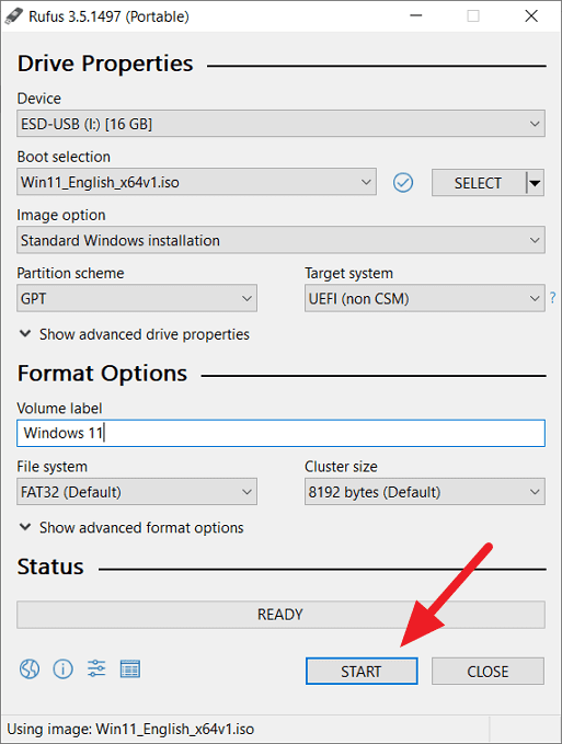 Rufus software interface