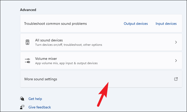 Accessing More sound settings