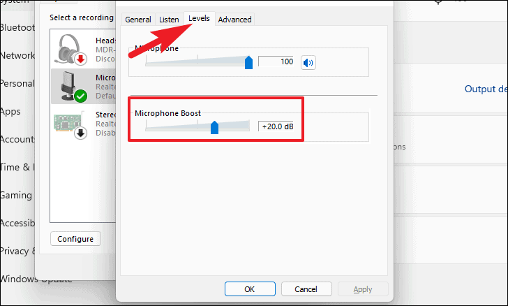 Adjusting Microphone Boost