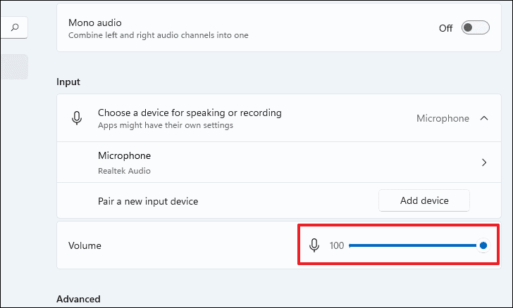 Adjusting microphone input volume