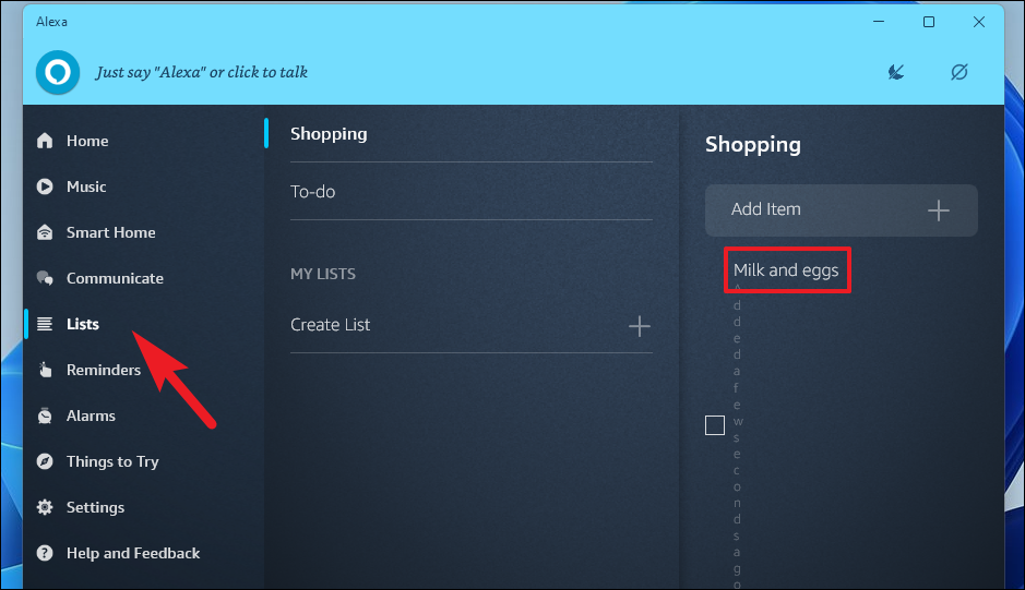 Managing lists in Alexa app