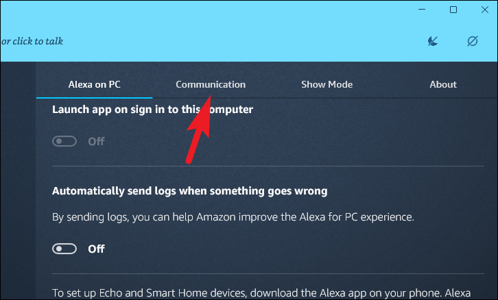 Accessing Communication settings
