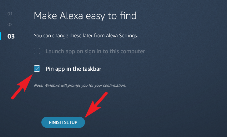 Pinning Alexa app to taskbar