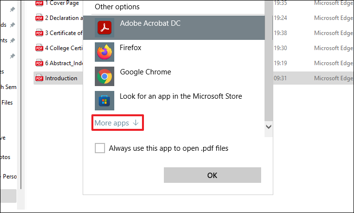 Selecting preferred app from more options