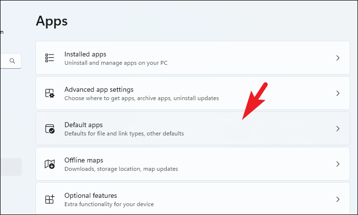 Opening Default Apps settings