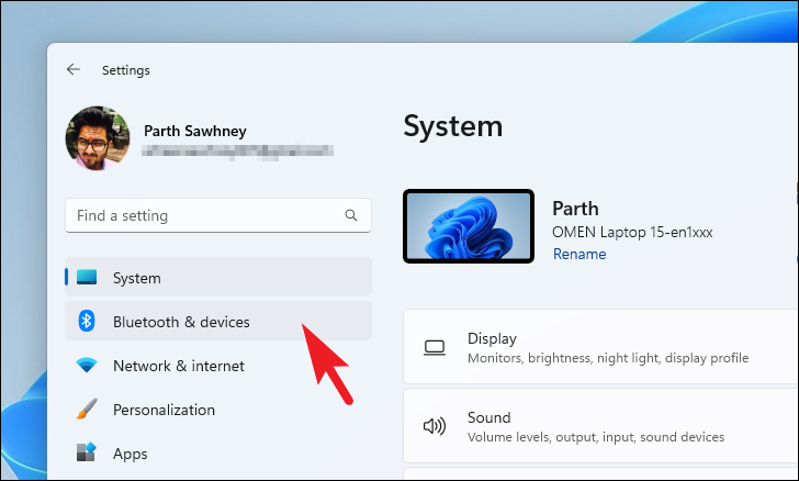 Bluetooth & devices in Settings