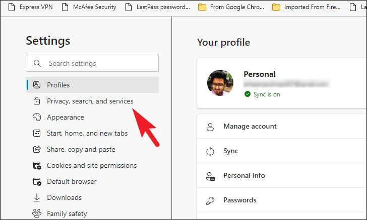Privacy, search, and services option