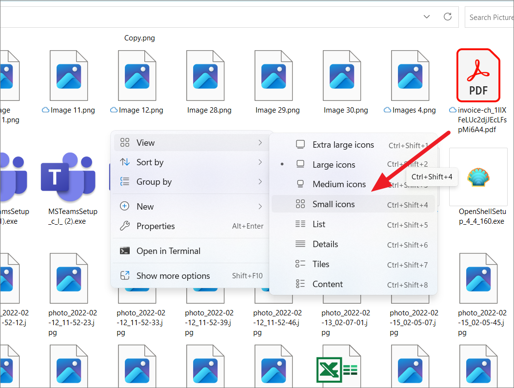 File Explorer with large icons