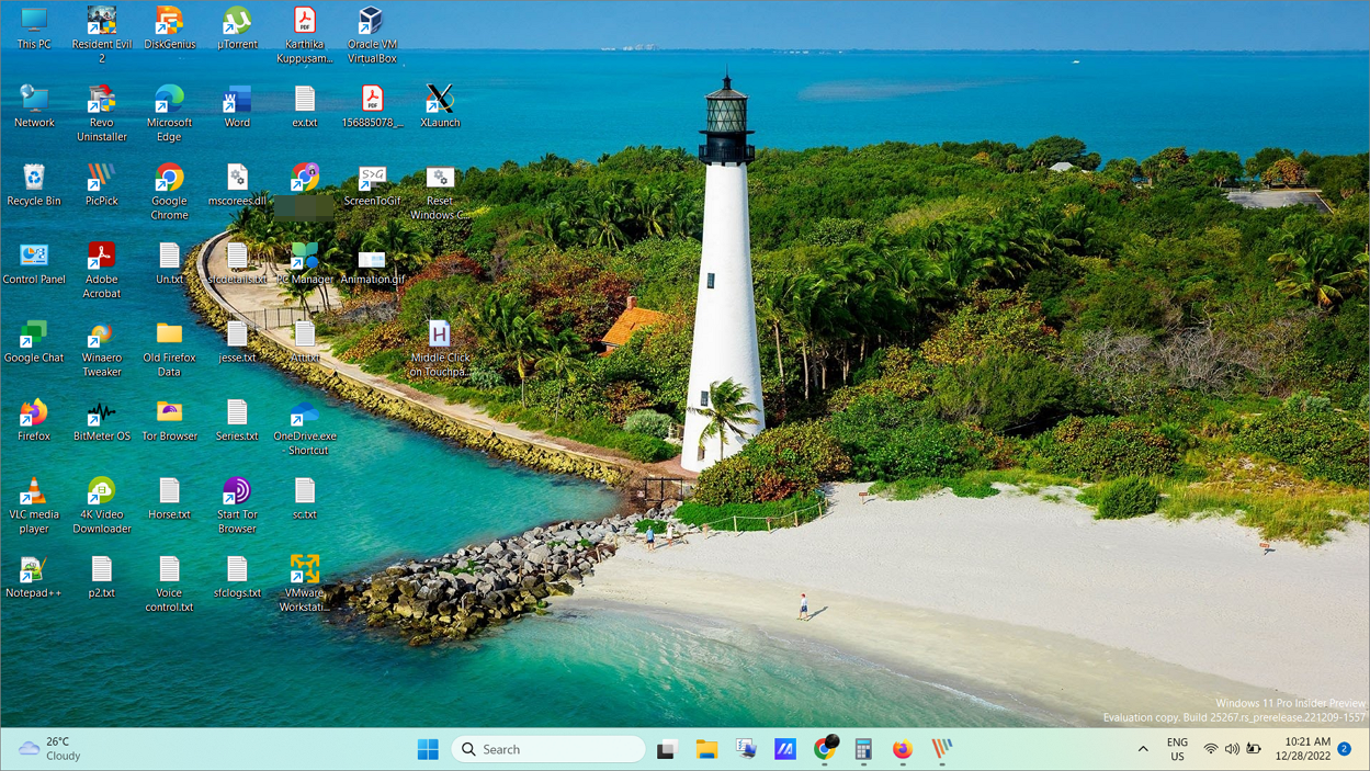 Desktop with small icons