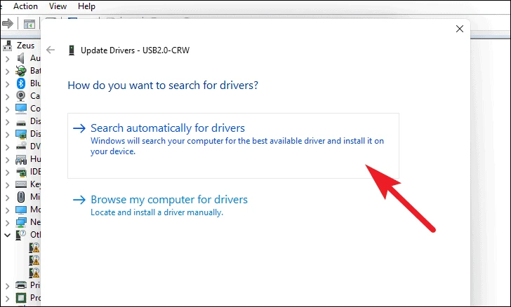 Driver update options
