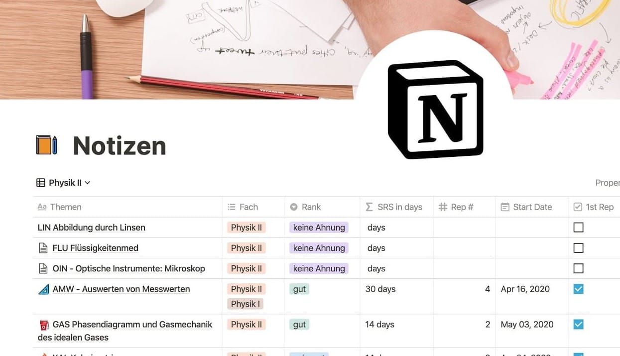 FREE Notion Template Spaced Repetition