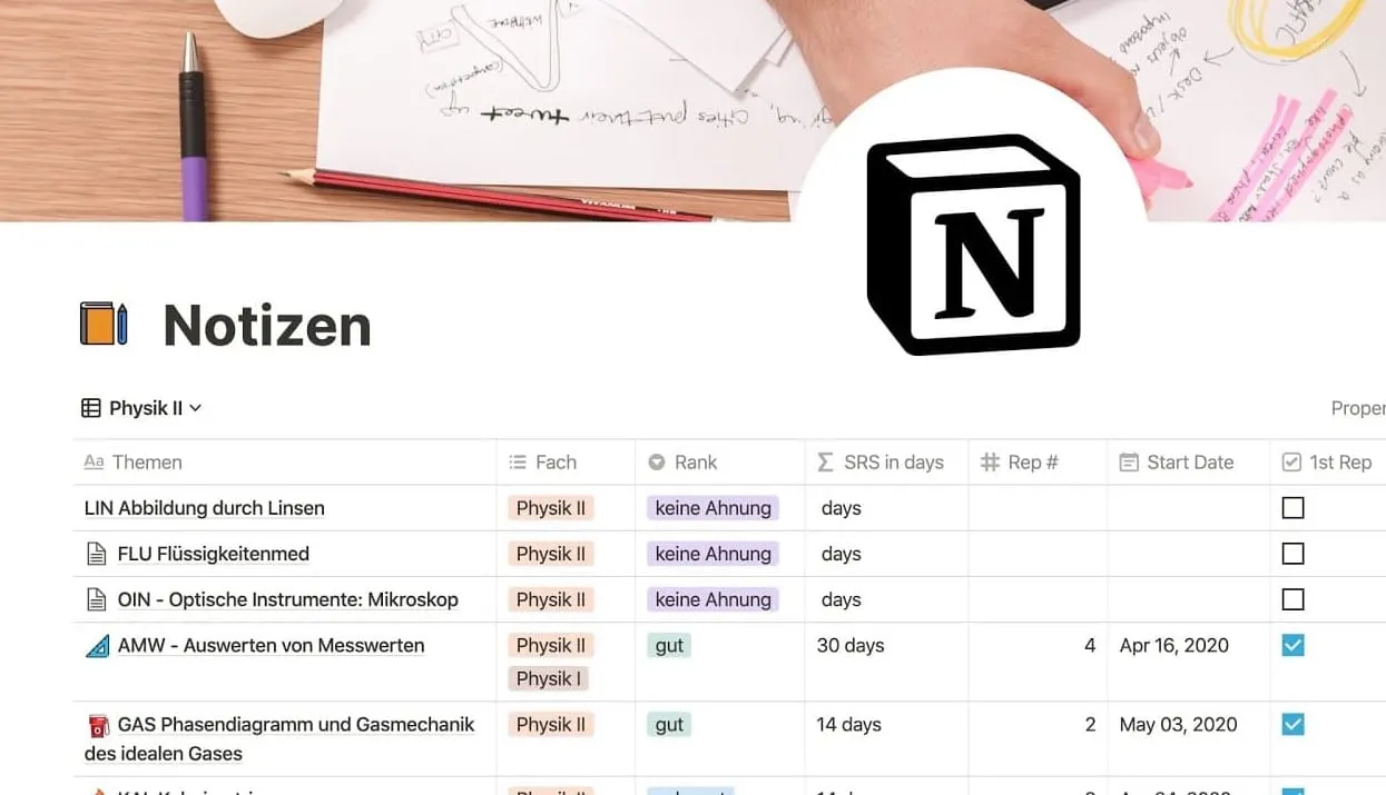 FREE Notion Template Spaced Repetition