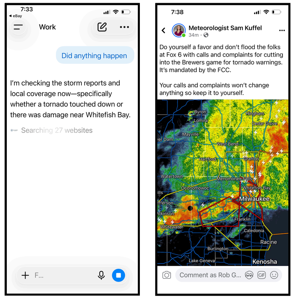 When Milwaukee braced for tornados tonight, the first damage we saw was to journalism