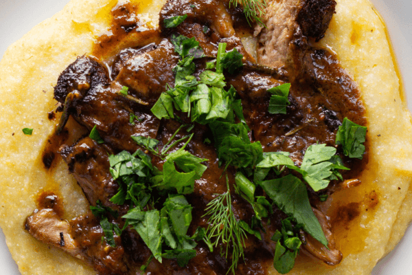 Source: Justine Snacks - Lions Mane Mushrooms on Polenta