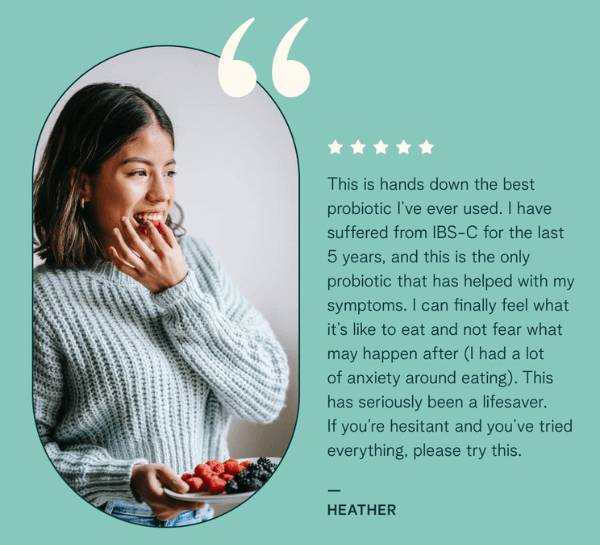 Lady has relief from Irritable bowel syndrome with constipation (IBS-C)