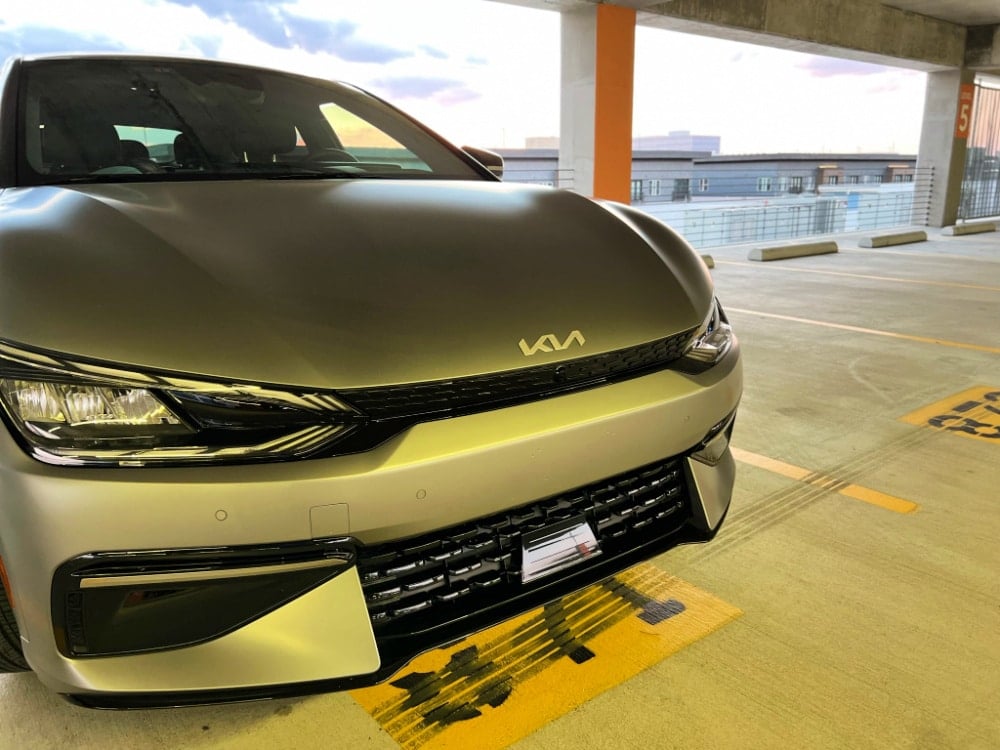 Sun set  parking garage 2022 Kia EV6 UX