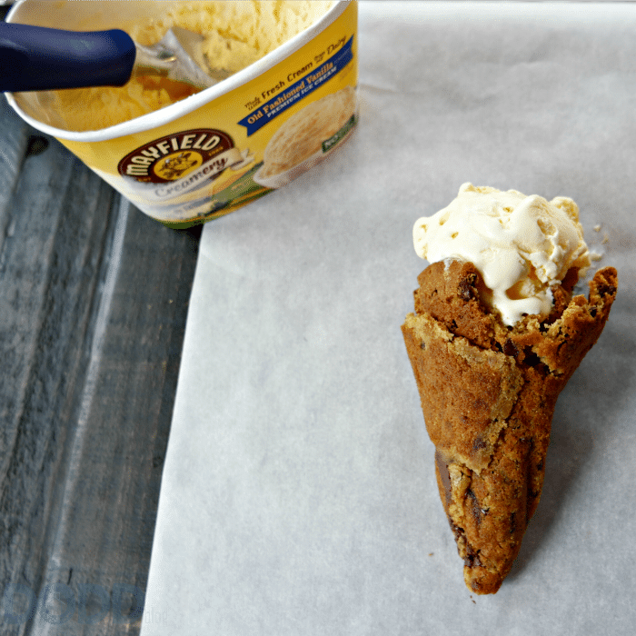 Chocolate Chip Cookie Cones with Signature Vanilla and Smoky Mountain Fudge Ice Cream