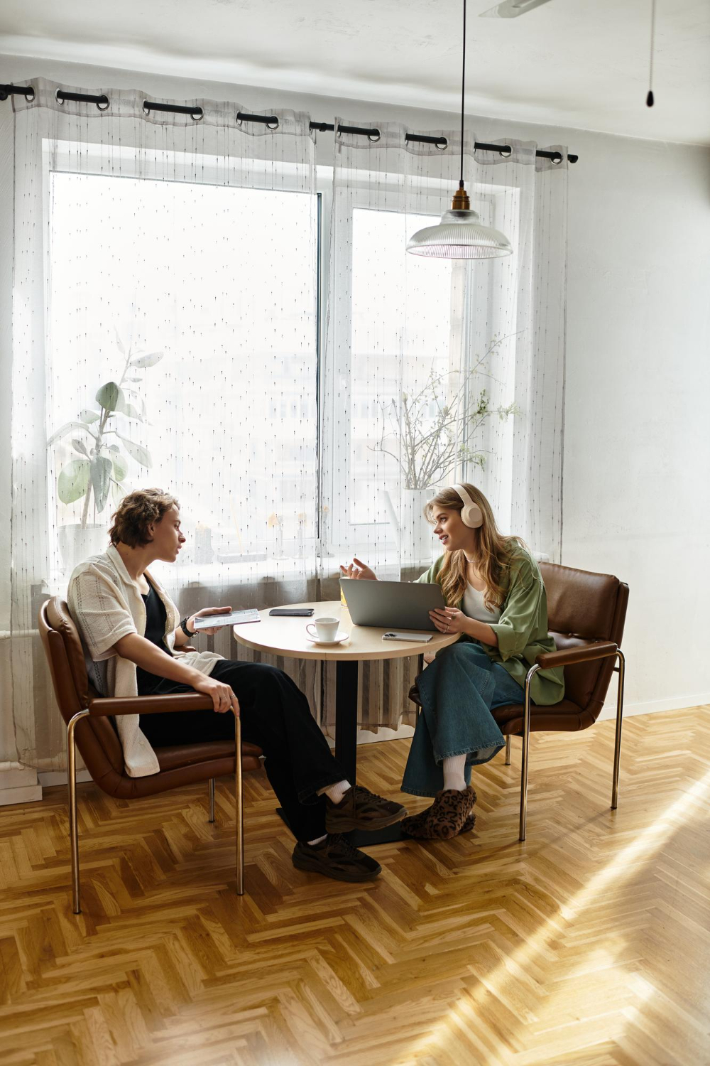 Cozy moments shared by a loving couple at home during a relaxed afternoon

