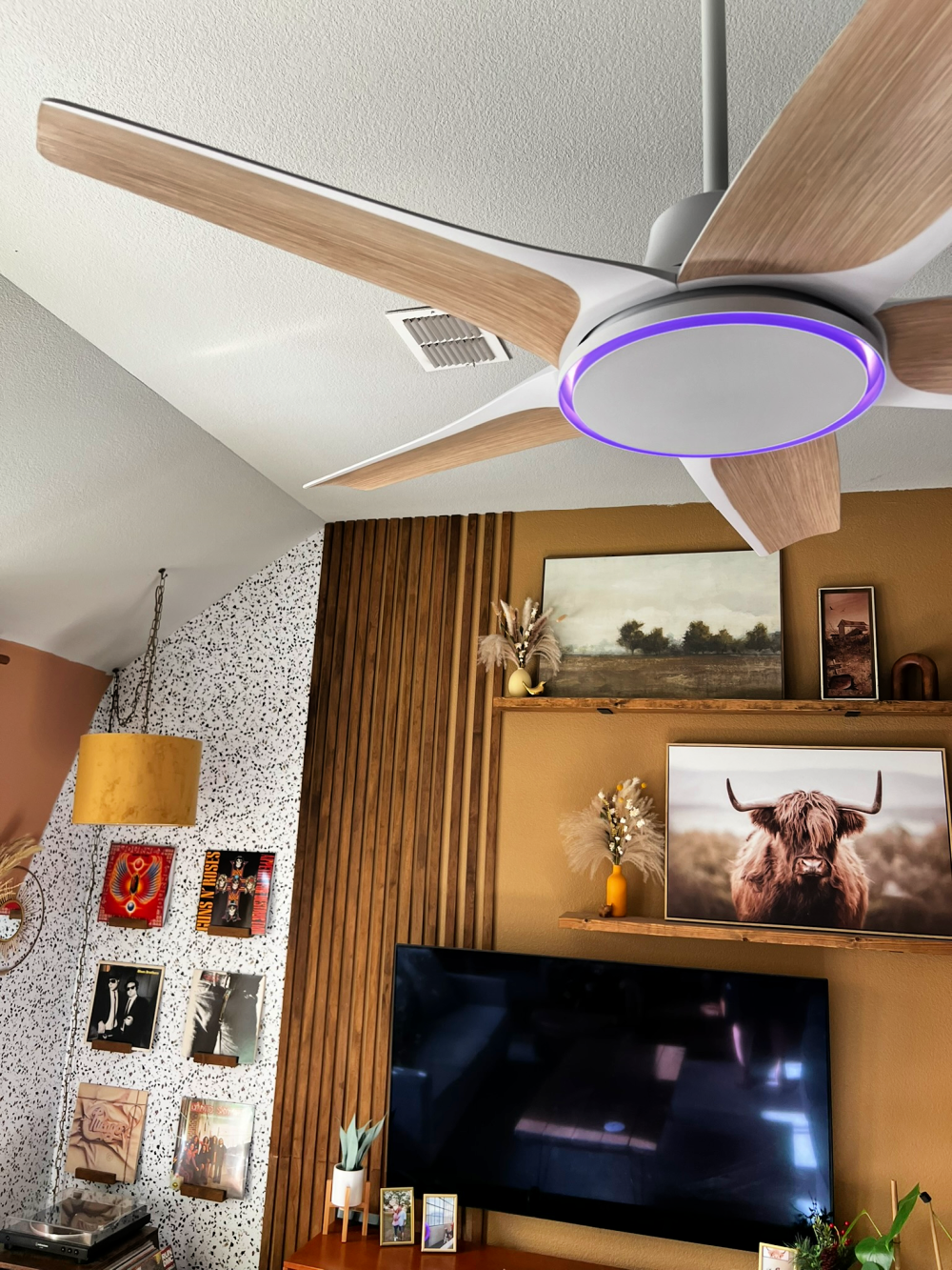 DREO Smart Ceiling Fan CLF712S installation n mid century modern home.