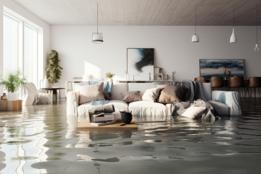 Flooded Modern Living Room Interior