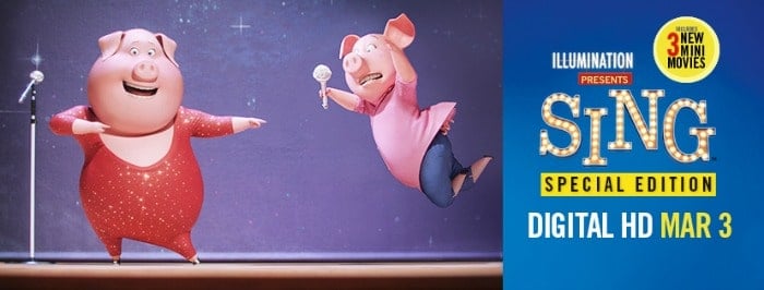 Get your copy of Sing Movie on Digital HD with 3 Mini Movies TODAY, just in time for Friday Family Movie Night! #SingMovie #SingSquad