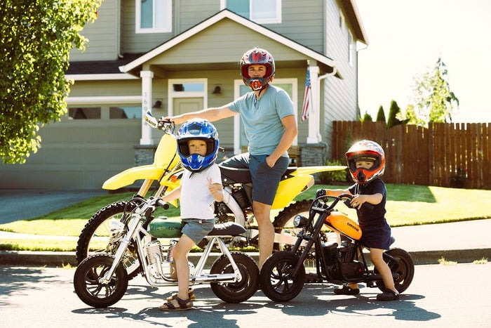Cycling with family in summer