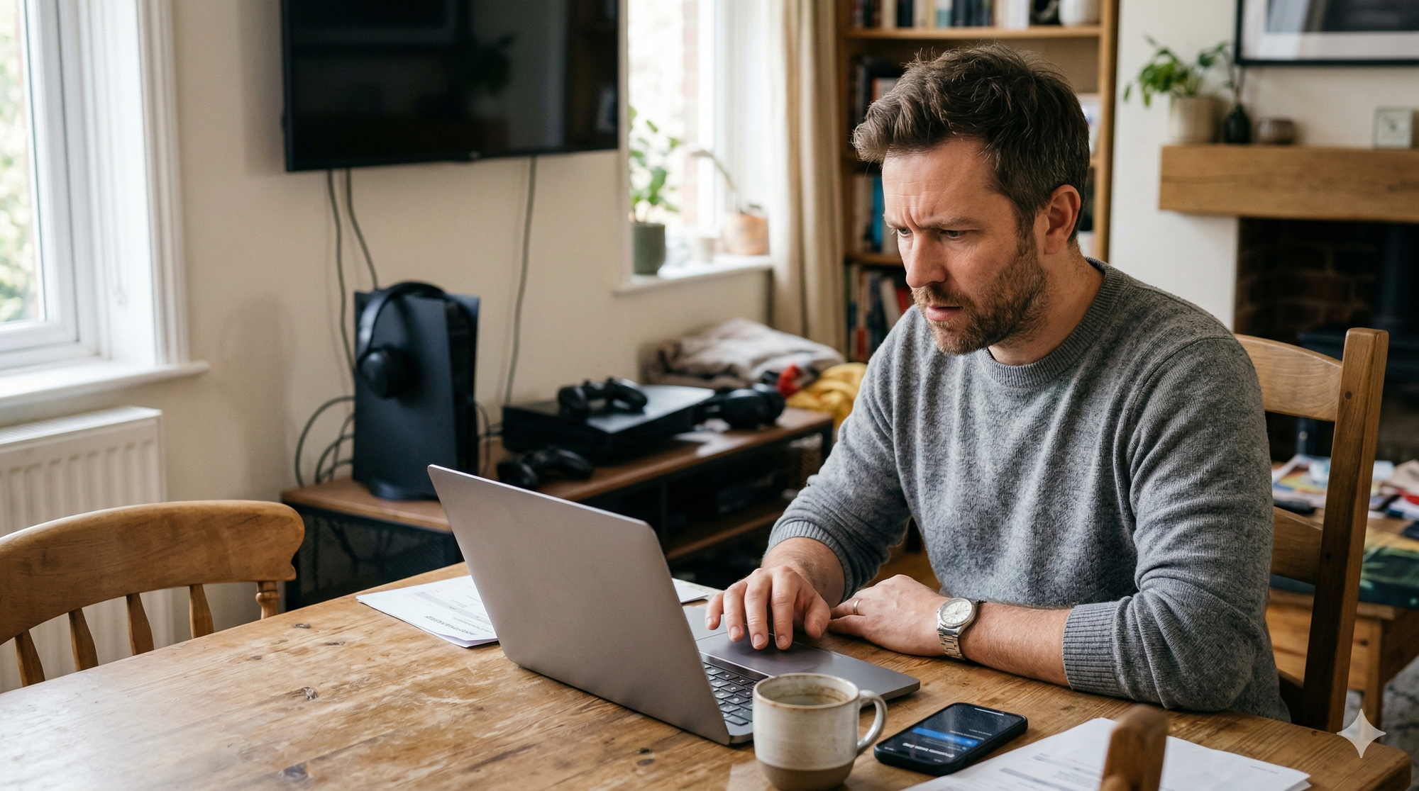 parent canceling gaming subscription on phone or laptop at home