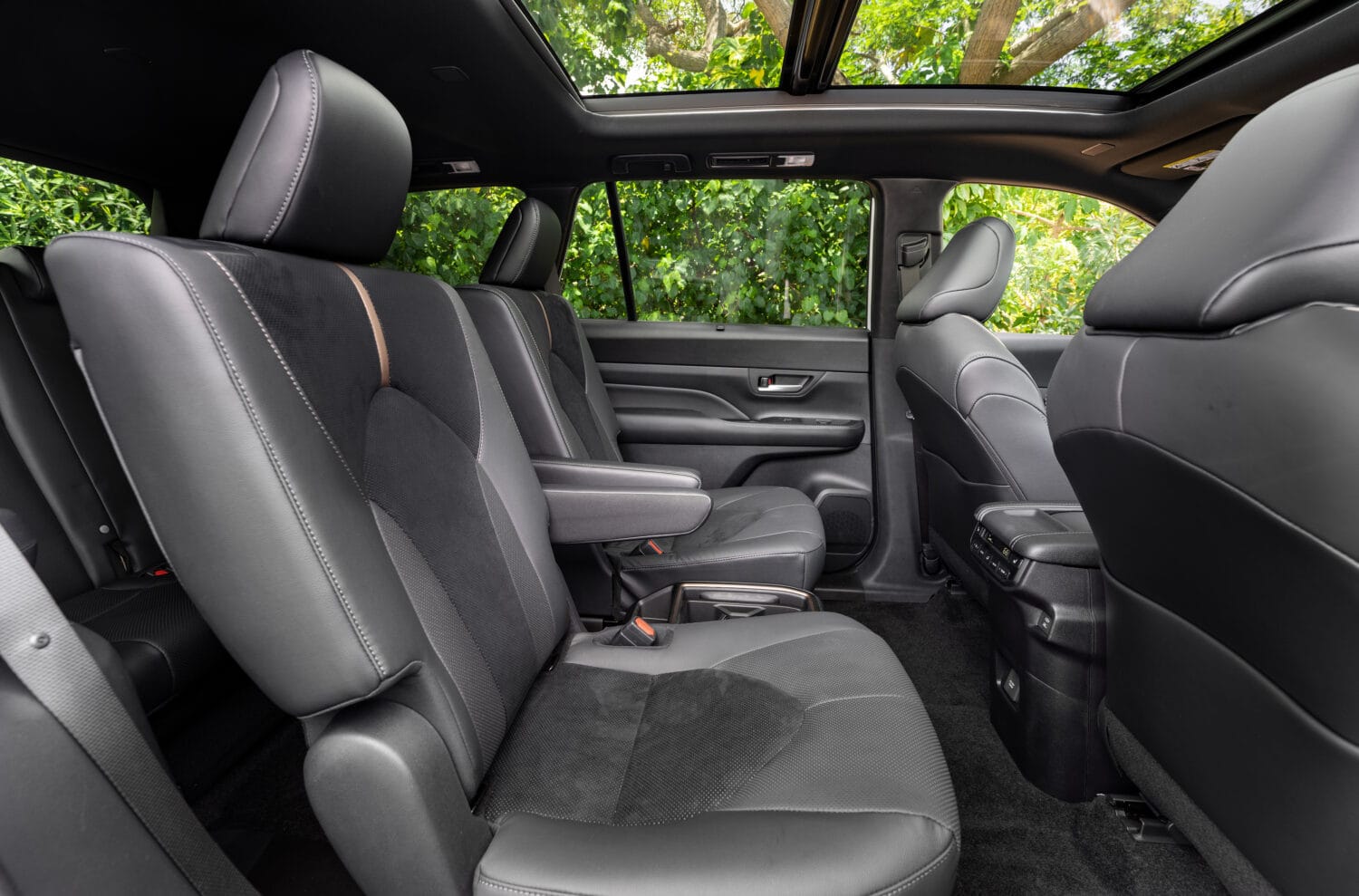 Second row seating in the 2026 Toyota Grand Highlander Hybrid MAX showing spacious rear passenger area