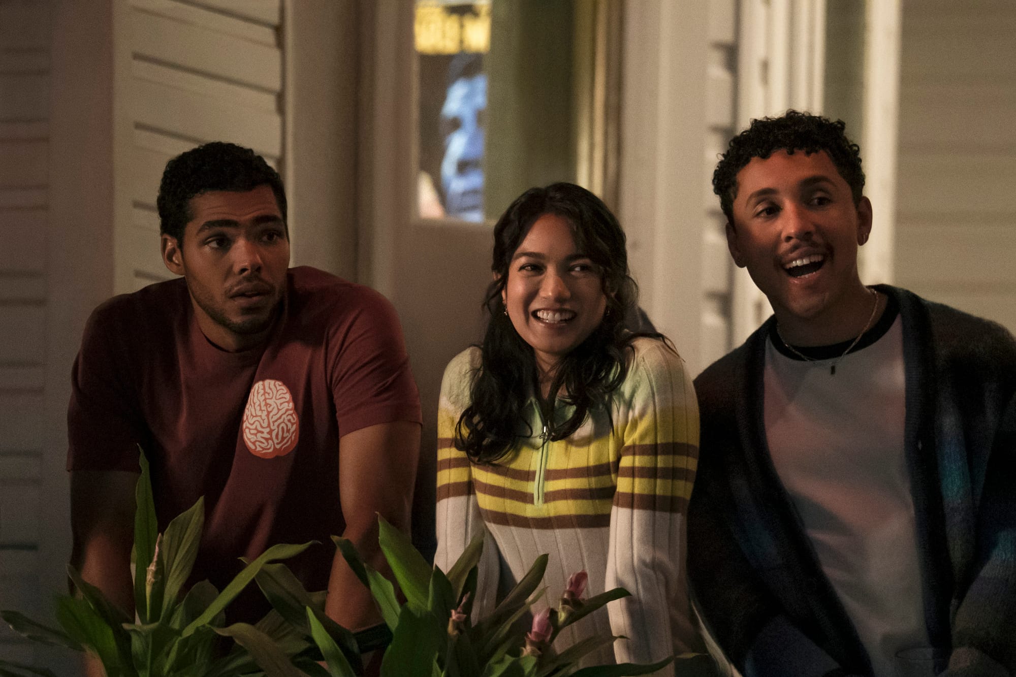 Three friends together in a scene from The Love Hypothesis movie.