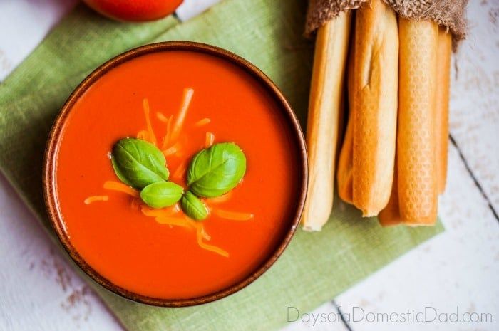Fresh Tomato Soup Paired with Parmesan Croutons