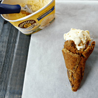 Chocolate Chip Cookie Cones with Signature Vanilla and Smoky Mountain Fudge Ice Cream