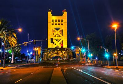 Golden Gates drawbridge in Sacramento at the night time