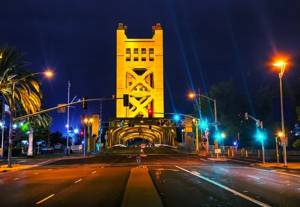 Golden Gates drawbridge in Sacramento at the night time