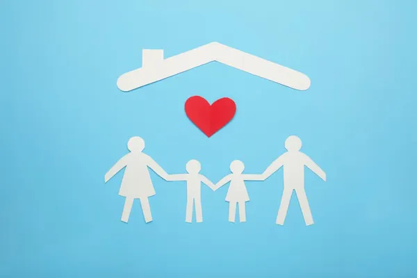 Family of four covered b roof