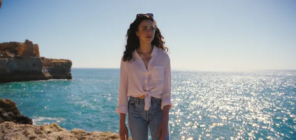 Margaret Qualley as Maya by the ocean in Love of Your Life