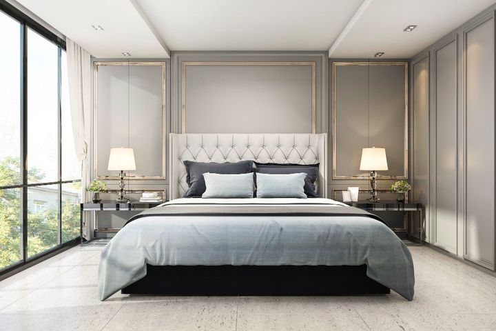 modern luxury classic bedroom with marble decor