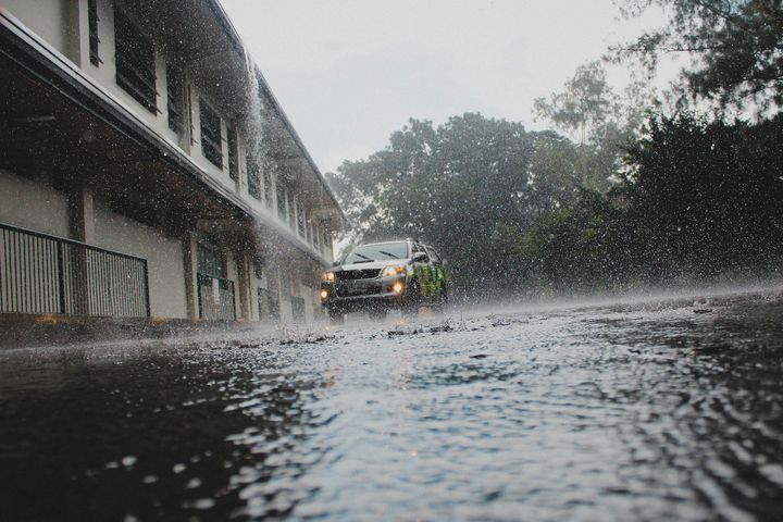 Car Driving in Rain