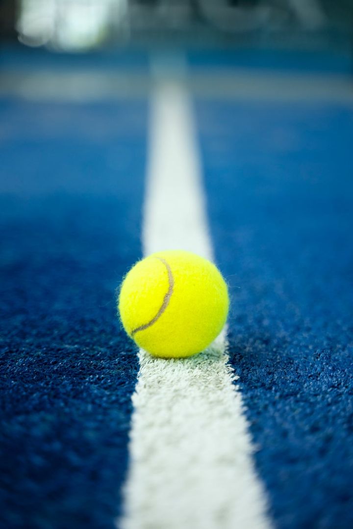 high angle paddle tennis on white line