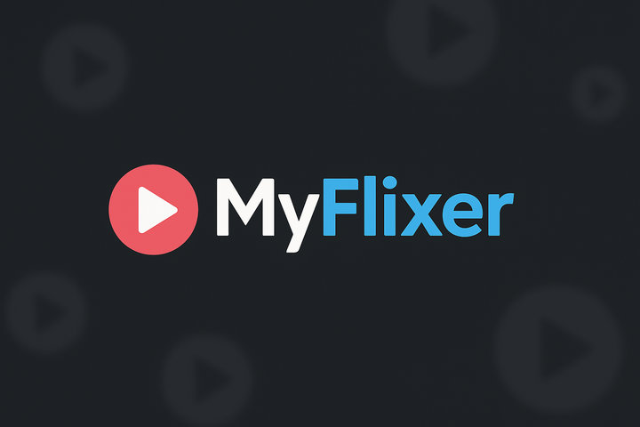 MyFlixer streaming logo with play button icon on dark background
