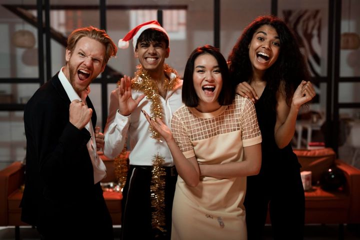 People celebrating together at a new year's eve party