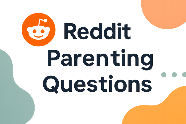 Bold series cover reading ‘Reddit Parenting Questions’ with speech-bubble icon in orange and navy on a clean background.